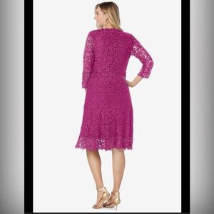 Jessica London Fuchsia Lace Long Sleeve Dress